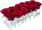 Flower Vase Acrylic Rectangular Floral Centerpiece for Dining Table - 12 Inches Long Rectangle Vase - Clear Vases for Home Decor Wedding(Flowers not Included)