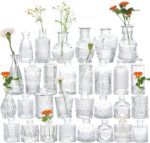 Bud Vases Set of 30, Glass Vases for Centerpieces, Small Vases for Flowers, Glass Bud Vases Mini Flower Vases in Bulk for Wedding Home Table Decorations