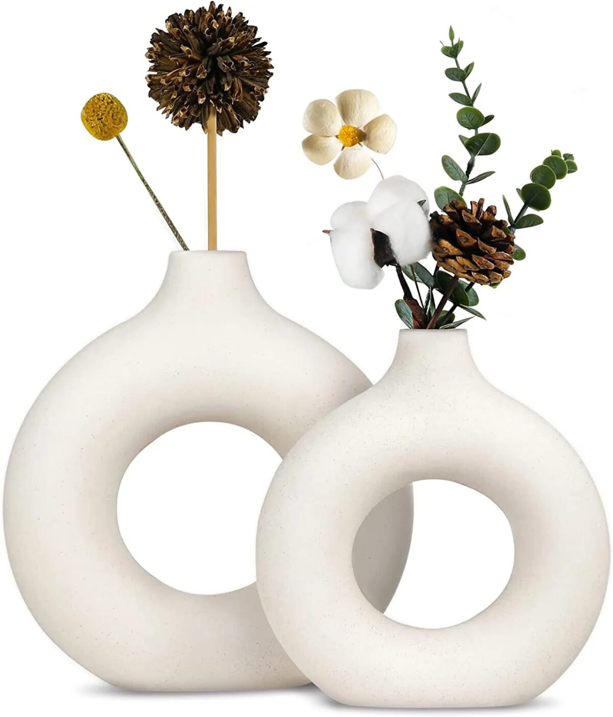 White Ceramic Vase Hollow Round Matte Pampas Flower Nordic Minimalism Boho Style Decor for art decoration Gift Wedding Dinner Table Party Home Living Room Decoration Accessories Flower Vase artificial flowers in vase Crystal ikea vase Strone dunelm ornaments parsonalised fa donut vase b&m artifical flowers tulip grave hurricane home bargains artificial plants vase